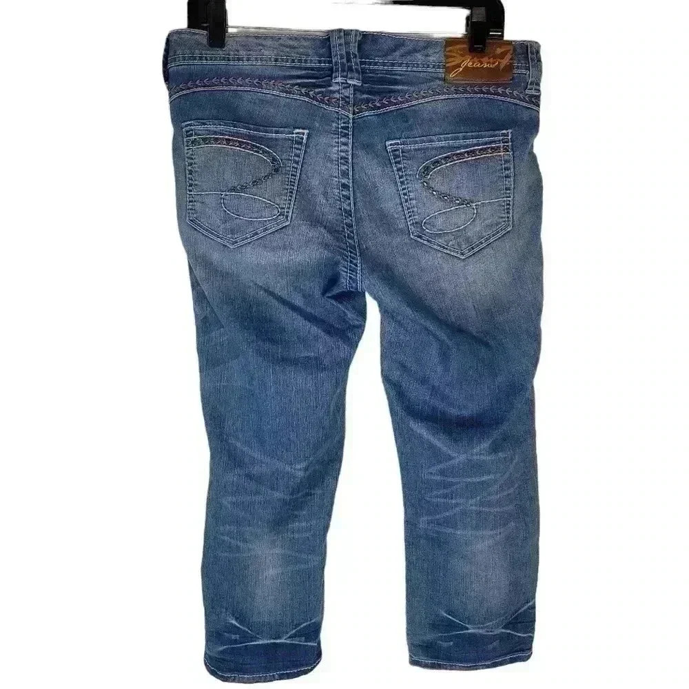 7 Seven For All Mankind Womens Thick Stitch Crop Stretch Denim Jeans Size 8 - Picture 2 of 12